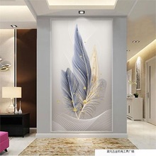 现代简约玄关背景墙壁纸装饰画走廊过道墙布壁画隐形门画入户墙纸