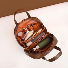 V3N2025新款油蜡皮复古化妆包女大容量时尚高级感便携旅行护肤收