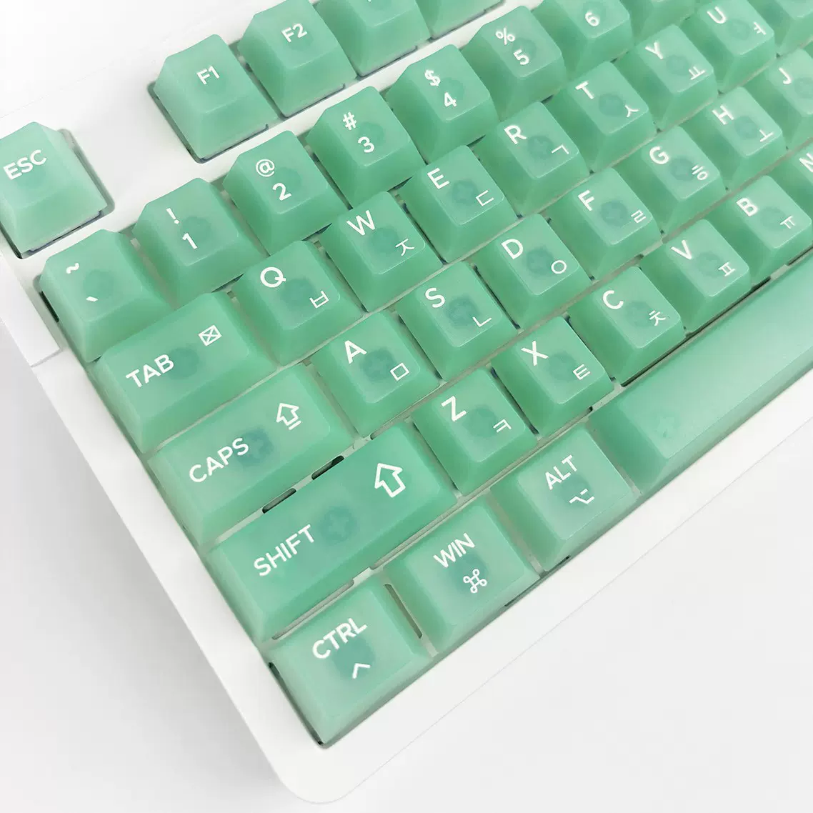 原厂PC透明磨砂面韩文印刷键帽磁玉色青玉色机械键盘125键
