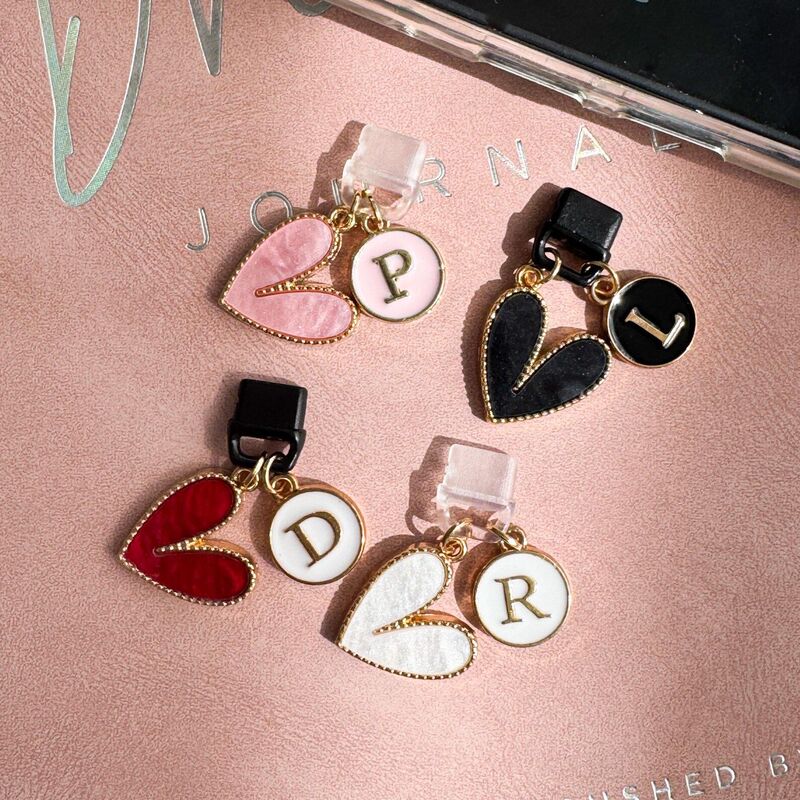 Personalized Charm Pendant Enamel Heart-Shaped Initial Dust Bag Dust Plug Pendant Book Fan Gift Accessory Personalized Charm Pendant Enamel Heart-Shaped Initial Dust Bag Dust Plug Pendant Book Fan Gift Accessory
