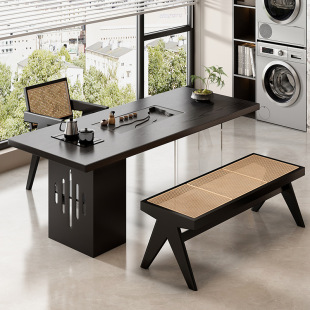 Quiet Style Solid Wood Tea Table and Chair Combination Tea Table and Tea Tray Integrated Office Living Room Coffee Table Home Balcony Tea Table