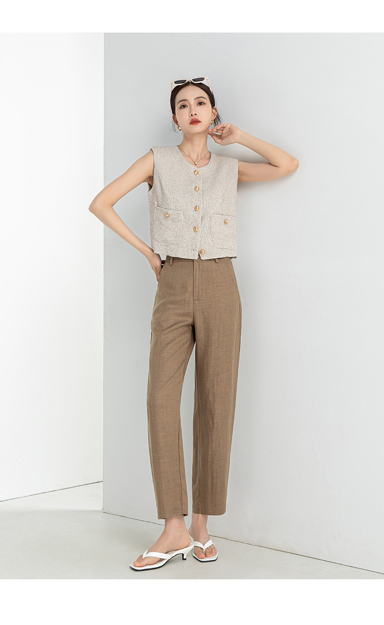Quần harem nữ ống rộng vải lanh Tencel mỏng mùa hè, tôn dáng, chín tấc — Hoa Anh Đào chi tiết 25