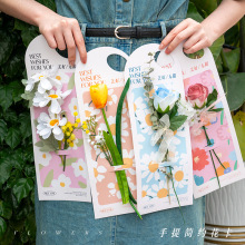 花束包装女神节单支半成品鲜花花艺包装材料情人节一支花手提花卡