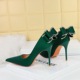 3265-H36M Korean Fashion Banquet High Heel Shoes Thin Heel Women's Shoes High Heel Shallow Mouth Pointed Back Bow Single Shoe
