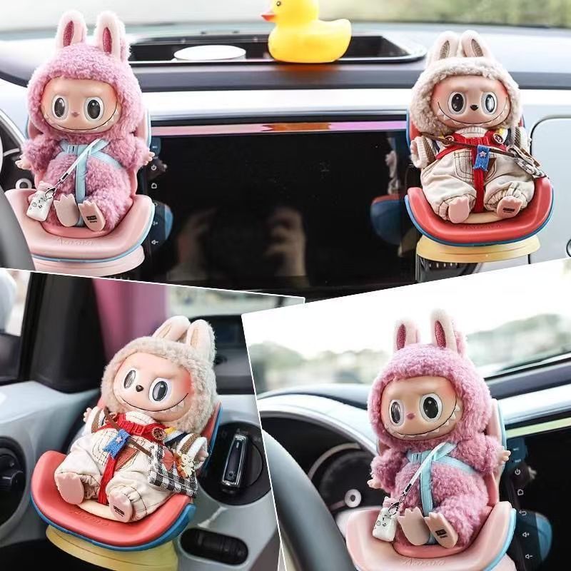 Labubu First Generation, Second Generation, Third Generation Adapted Safety Seat Aromatherapy Air Conditioner Air Outlet Cute Car Ornaments Pendant