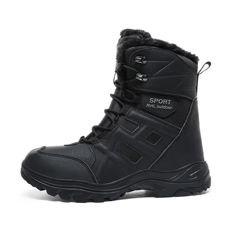 Botas transfronterizas de alto impacto a prueba de frío invierno de vello grueso botas de combate al aire libre botas de montaña de hombre botas de nieve