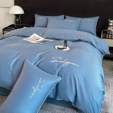 刺绣60支长绒棉 四件套 全棉纯棉被套被罩床笠北欧风床上用品酒店