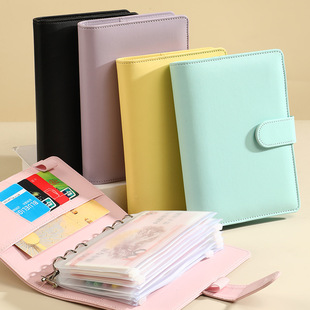 in stock cross-border a6 Macaron loose-leaf book wholesale cash bookkeeping budget financial planning pu storage bag hand book.