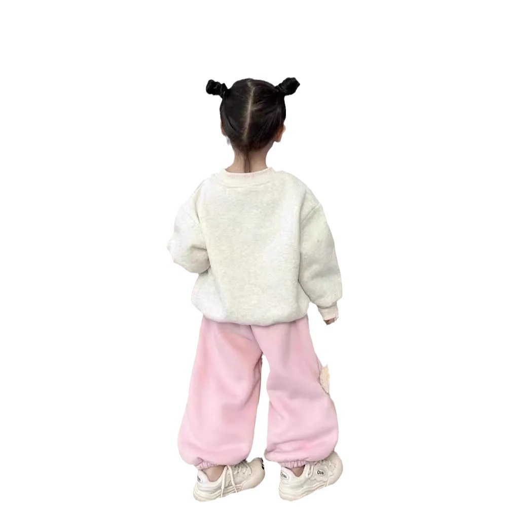 Otoño e invierno 2024 nuevo traje para niñas estilo occidental versión coreana suelta del suéter deportivo para niños de dos piezas