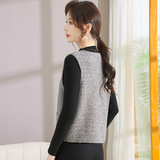 时尚圆领春秋无袖外套波点小香风马甲开衫年轻款针织洋气女装背心，女装马甲，妃慕昵服饰
