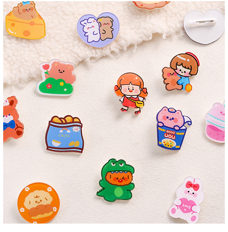 Cute Cartoon Style Animal Drink Shaped Arylic Painted Brooches display picture 2