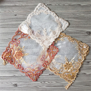 European Lace Embroidered Square Towel Fabric Placemat Set-Top Box Cup Multi-Purpose Dust Cover Cloth Plate Mat Bowl Mat Decorative Mat