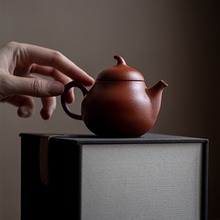 朱泥梨壶紫砂壶套装纯宜兴大红袍茶壶茶具手拉壶泡茶西施单壶