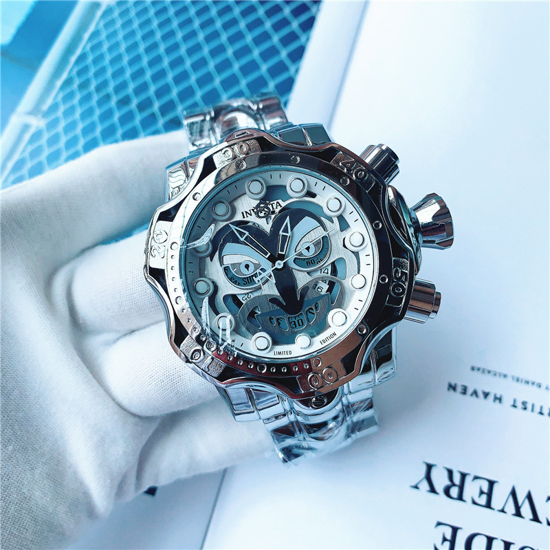 Cross-Border Hot-Selling Color Tv Clown Invic Watch Invic Large Dial Steel Strap Sports Men's Watch Wish Watch