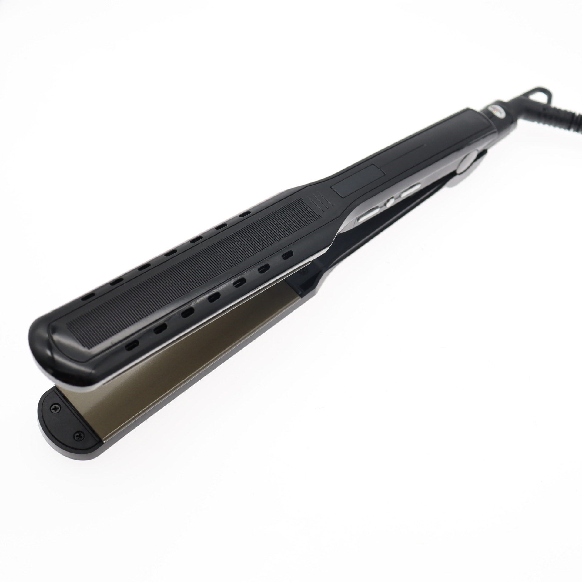 Low temperature splint hair correction straightening plate straight roll dual-use negative ion LCD display female barber shop manufacturer in stock