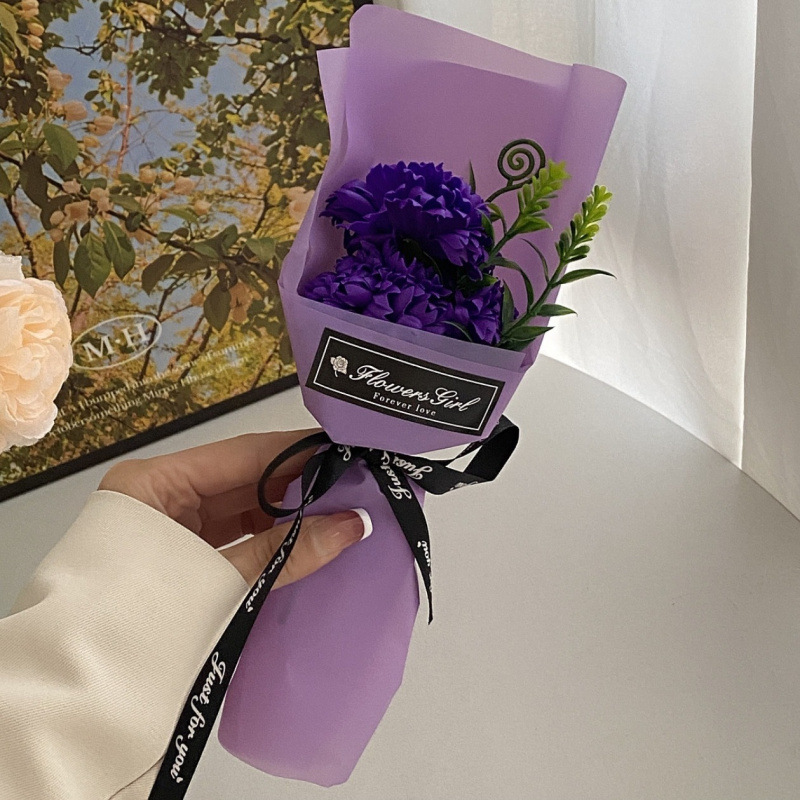 Flor artificial, clavel, ramo único, flor de jabón, venta al por mayor, regalos del día de la madre, promoción de la tienda, promoción de productos transfronterizos