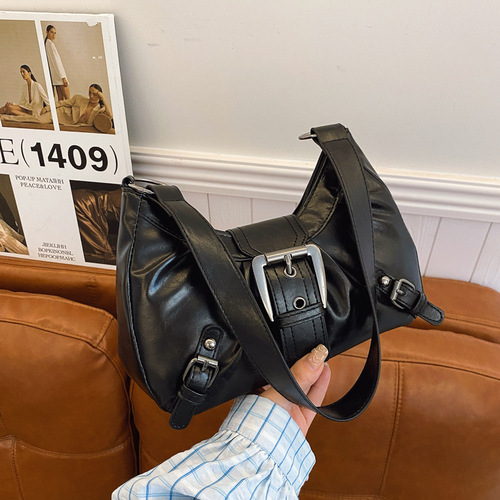 2025 Summer New Mustard Yellow Minority Retro Bag for Women American Wasteland Style Single Shoulder Underarm Bag Baguette Bag Trend