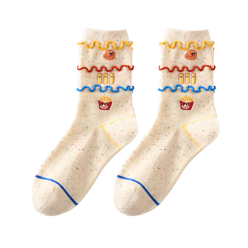 Calcetines de patatas fritas, calcetines de algodón de otoño y invierno con zapatos burkin extraños, calcetines de mujer encantadoras, calcetines de tendencia generales