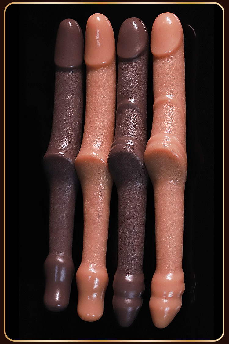 Jiuai Silicone Double-Headed Dildo for Adults, Flexible Brown or Black-Purple — detail image 22