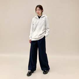 款号730187原单新款女装连帽拉链开衫上衣时尚简约百搭刺绣外套