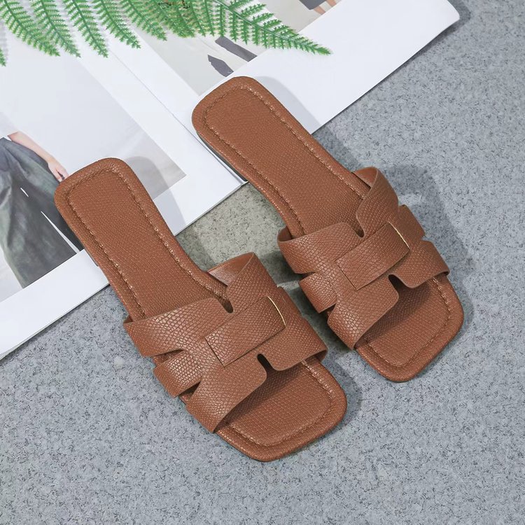 Modische Damen Slipper Mit Eckiger Kappe Bequeme Sommer Pantoletten_voghion.com