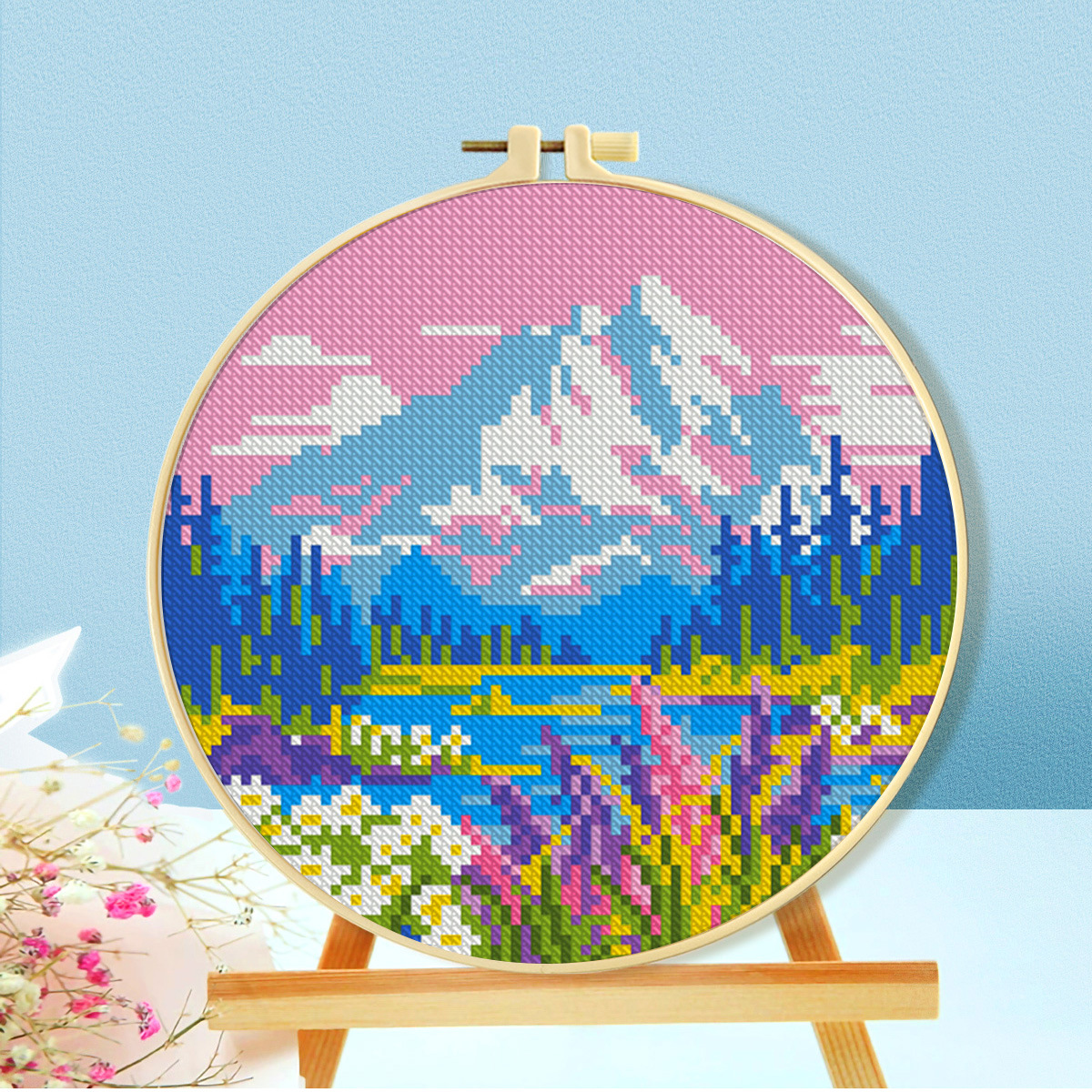 Colección de series de paisajes de montaña y río de punto de cruz real de Mona Lisa image 2