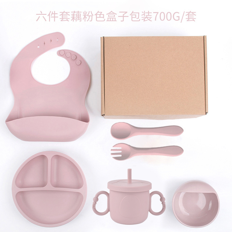 Placa de almuerzo de ventosa resistente a caídas de silicona de grado alimenticio Dumo Baby Juego de tazón Placa de almuerzo de silicona