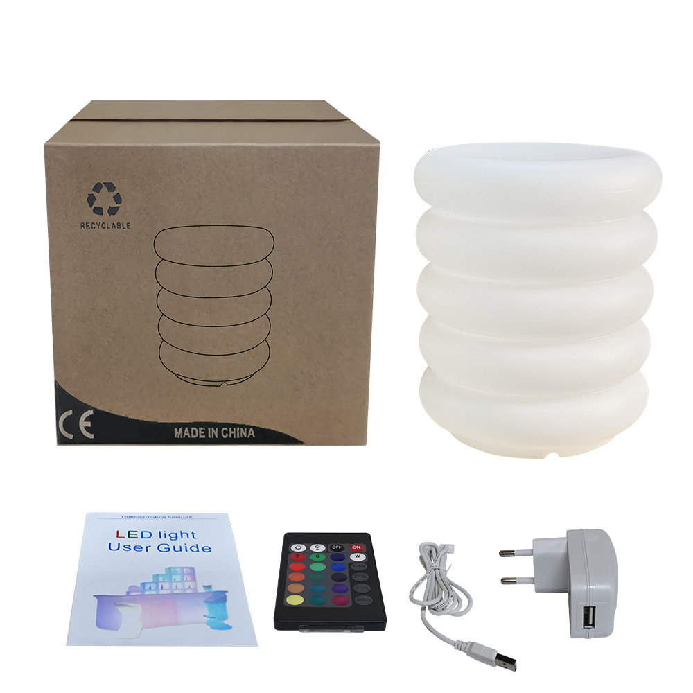 Hot sale LED luminoso taburete roscado donut atmósfera impermeable colorido taburete multifuncional taburete redondo club image 6