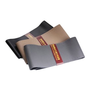 Leather Hand-Stitched Steering Wheel Cover, Non-Slip, Breathable and Wear-Resistant Leather Protective Cover, Four-Season Universal Hand-Stitched Car Handle Cover