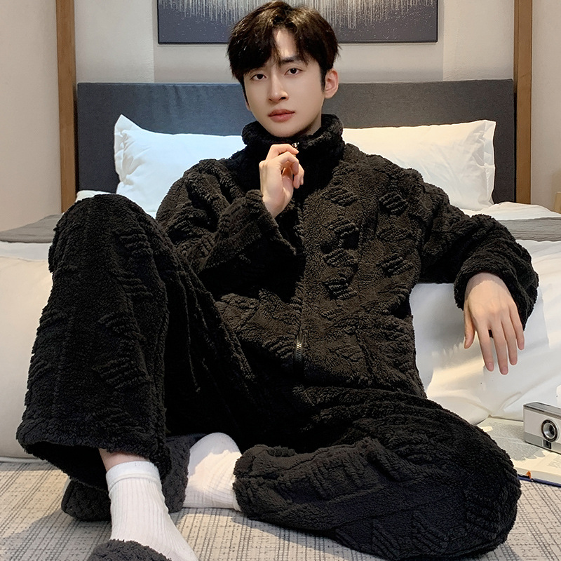 Pijama de hombre otoño 2024 nuevo hombre otoño invierno de alta sensación de coral felpa hombre felpa gruesa ropa para el hogar