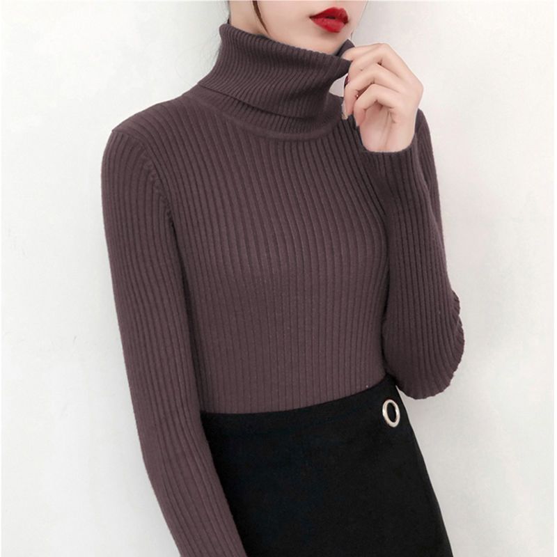 高领毛衣女2023秋冬百搭内搭修身显瘦上衣黑色针织打底衫洋气时尚|undefined