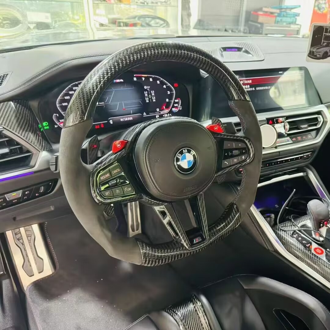 Applicable to BMW G20 G22 G80 G87 M2 M3 M4 old modified new CS real carbon fiber steering wheel assembly
