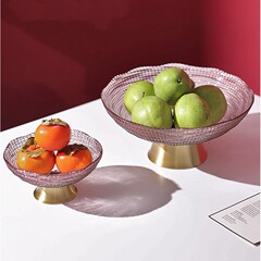 Japanese and Korean modern Internet celebrity crystal glass fruit plate candy fruit plate set creative living room coffee table decoration ornaments