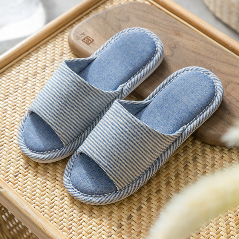 Zapatillas de lino de las mujeres de cuatro estaciones casa interior casa mudo pareja piso inferior suave antideslizante de lino de algodón sandalias de los hombres