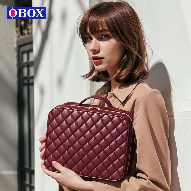 「OBOX」女性用ミラー付き化粧品バッグ 2024 新しいポータブルハイエンド大容量化粧品バッグライト付き|undefined