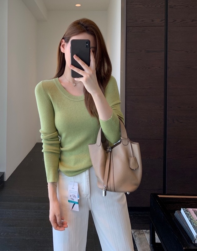 时髦U领 客供羊毛混纺舒适保暖针织毛衣女打底衫秋冬新|undefined