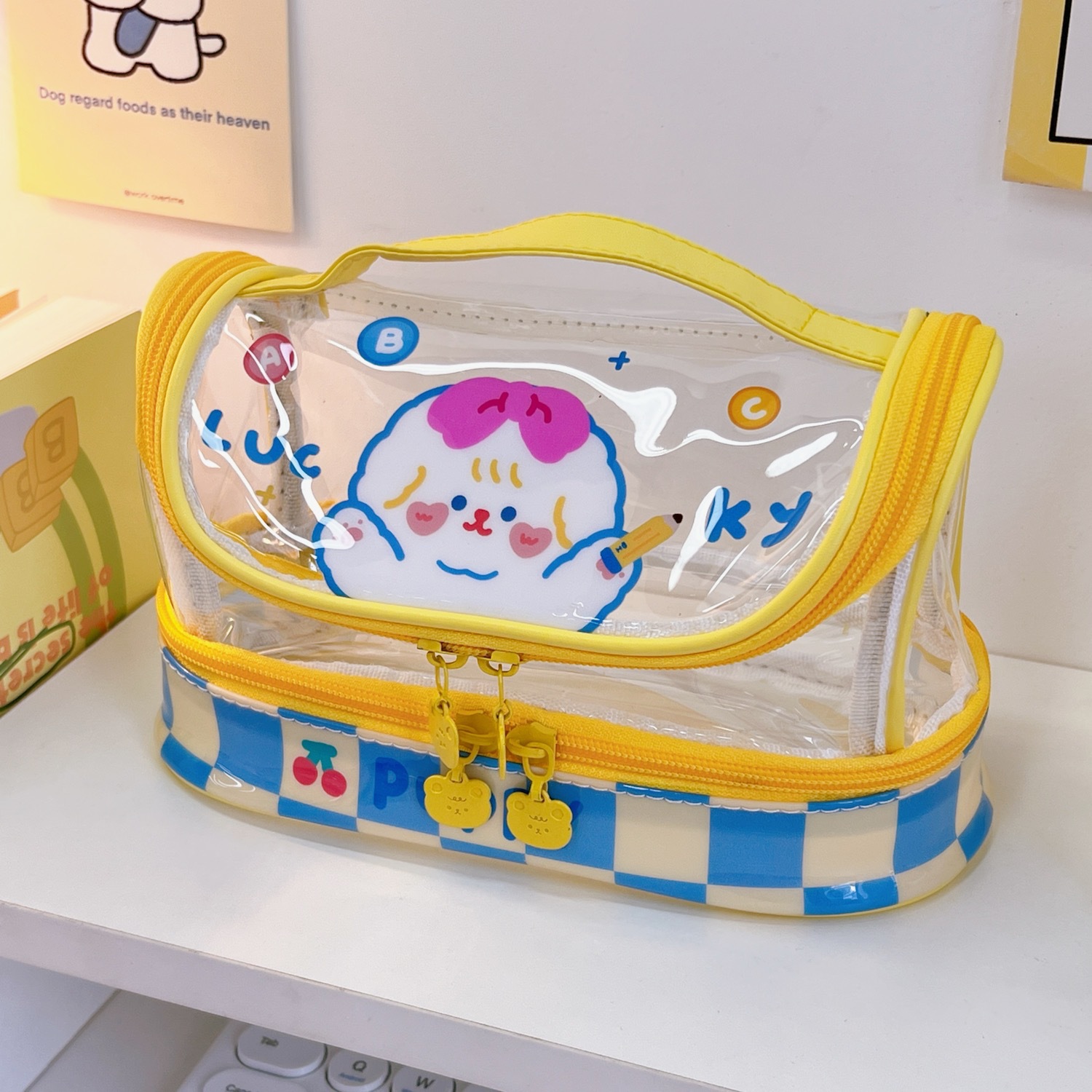 PVC Material Cute Animal Large Capacity Transparent Stationery Bag Student Stationery Wholesale