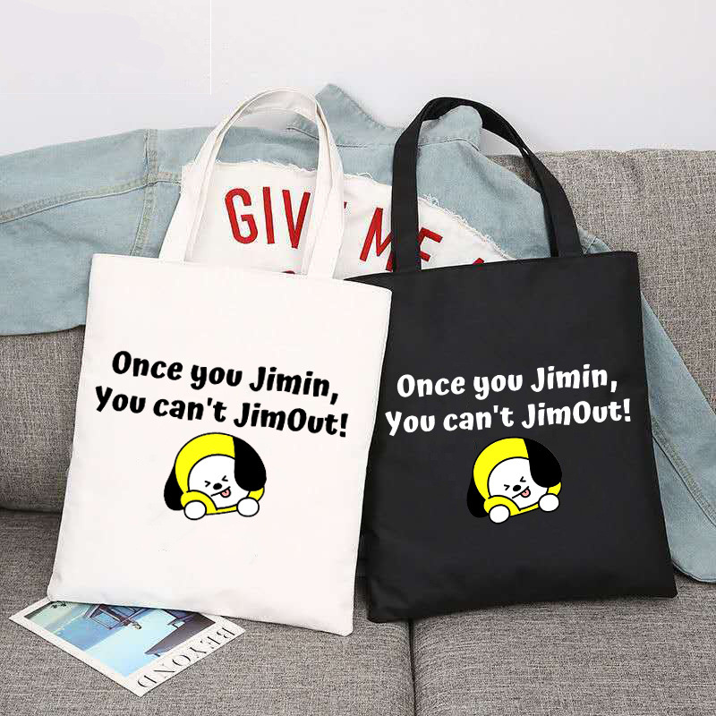 Once You Jimin You Can't Jimout 印花帆布袋单肩包手提袋购物袋