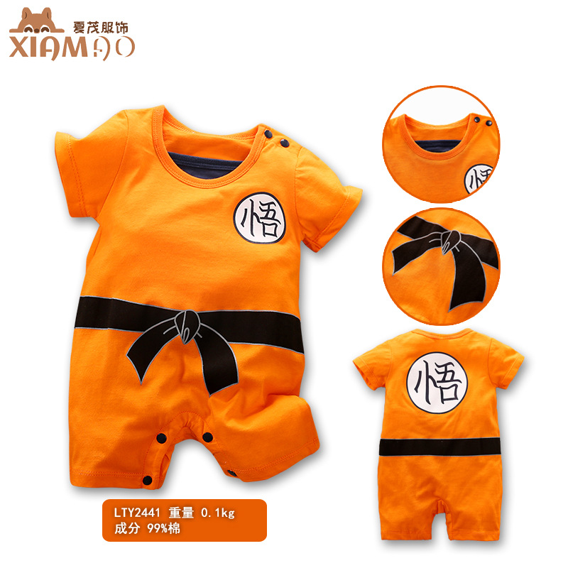 Ropa de bebé de dibujos animados ropa de verano y otoño Wukong Dragon Ball serie divertido algodón bebé mameluco mono transfronterizo al por mayor