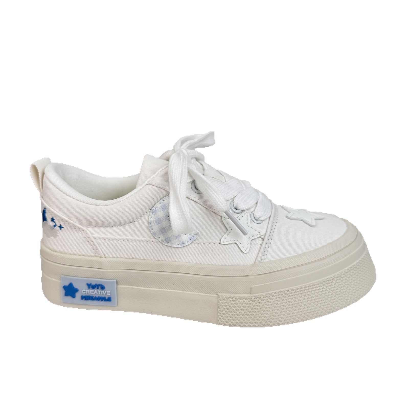 Farbo coreano estrellas zapatos de skate para mujeres 2025 nuevos zapatos blancos transpirables de verano con suela gruesa zapatos de lona variados