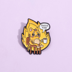 European and American creative cartoon cat drinking coffee, cute and funny, interesting shape badge, personalized letter jewelry brooch