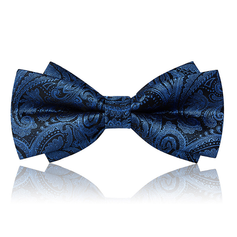 우아한 블루 페이즐리 보타이♜
