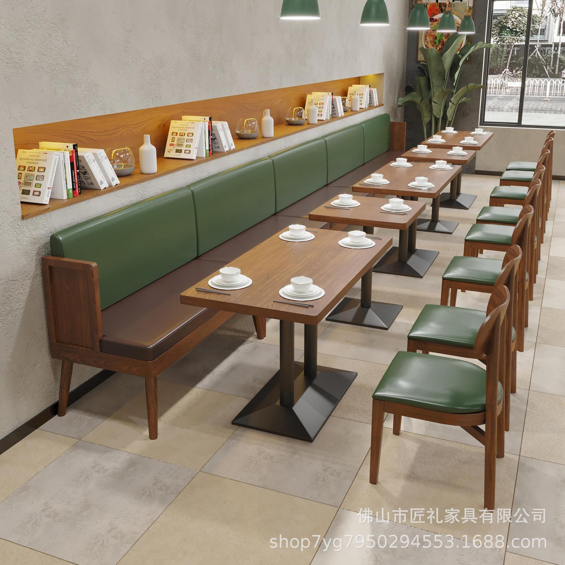 西餐咖啡厅实木桌椅卡座组合饭店网红小吃甜品奶茶店商用沙发卡座