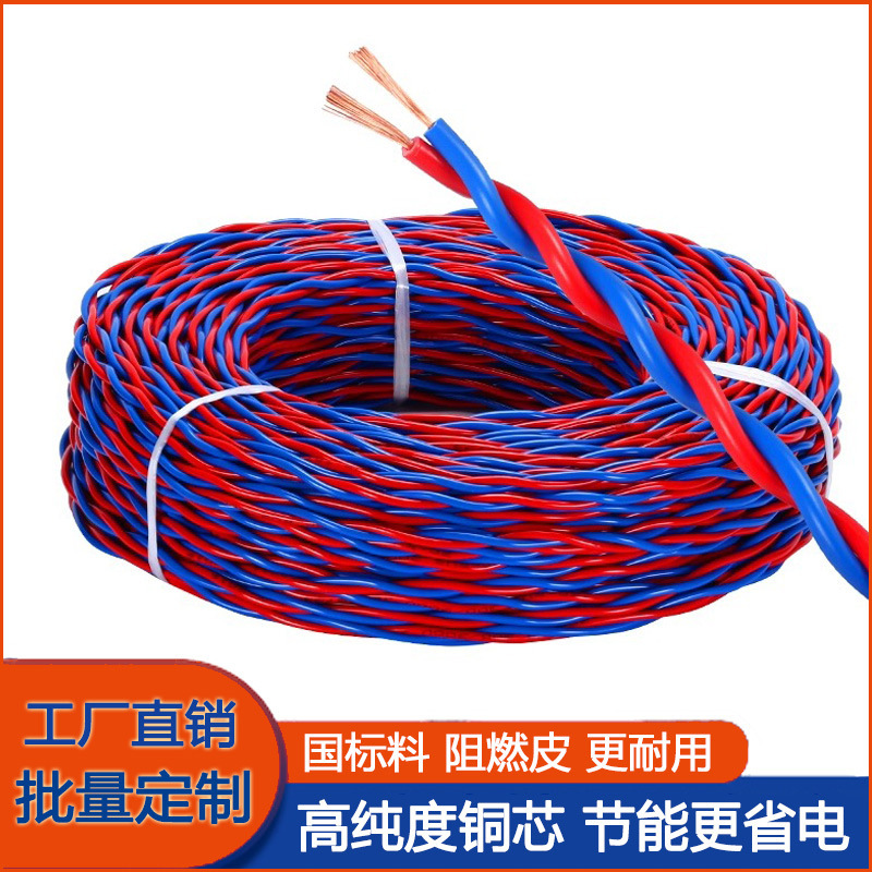 RVS Fire Twisted Pair 1 1.5 2.5 Square Flower Line Flame Retardant Electric Vehicle Charging Line Lighting Line Pure Copper Wire