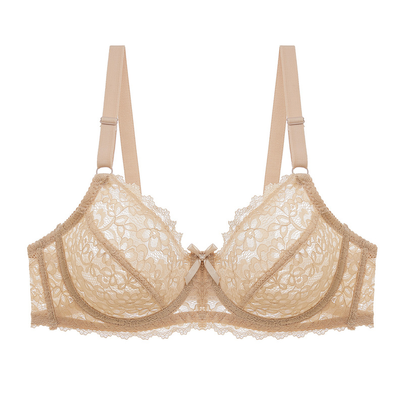 Factory direct new ultra-thin hollow ladies underwear big chest small lace sexy bra set bra