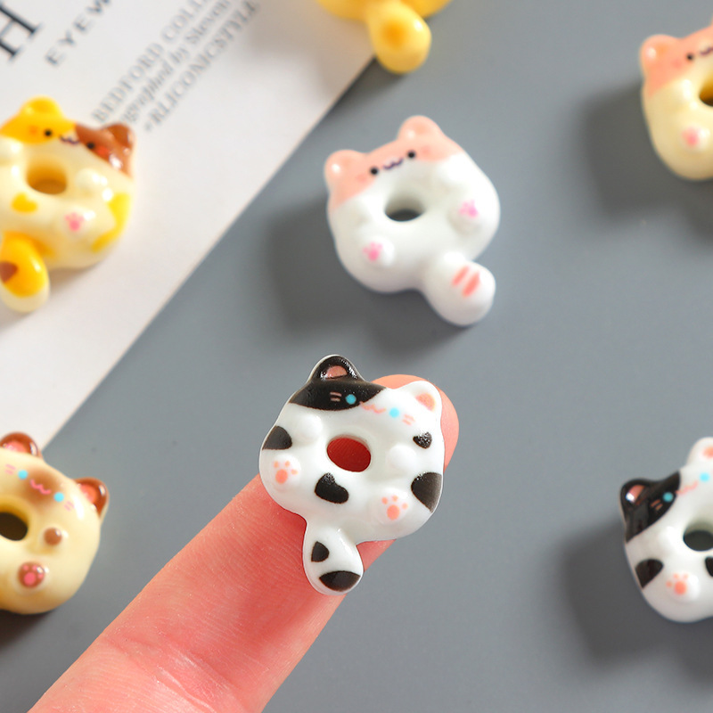 漫画かわいい子猫ドーナツクリーム接着剤 diy 携帯電話ケースヘアピン冷蔵庫マグネット手作り樹脂ジュエリーアクセサリー|undefined