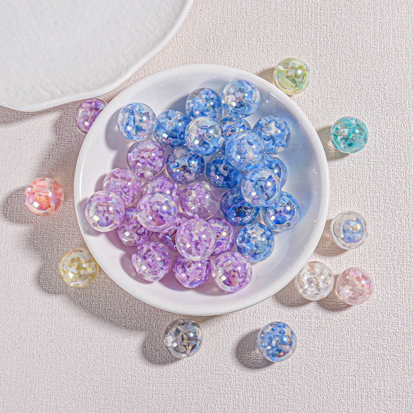 10 estrellas luminosas de cinco puntas cuentas redondas cuentas de resina cadena de teléfono móvil material de bricolaje cuentas sueltas llavero accesorios colgantes