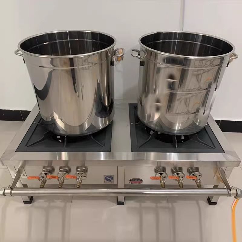 韩式猛火双眼低汤商用矮脚吊汤仔炉脚炉卤肉不锈钢高汤燃气发完炭
