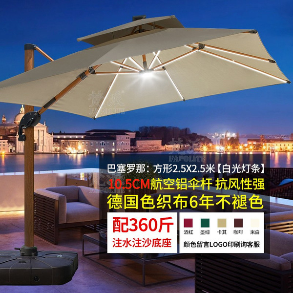 Travel umbrella with light for commercial use