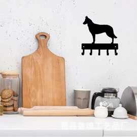 牧羊犬铁艺粘钩壁挂式衣架毛巾挂钩狗狗钥匙收纳架衣帽钩免打孔